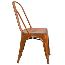 Load image into Gallery viewer, Commercial Grade Distressed Orange Metal Indoor-Outdoor Stackable Chair
