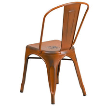 Load image into Gallery viewer, Commercial Grade Distressed Orange Metal Indoor-Outdoor Stackable Chair
