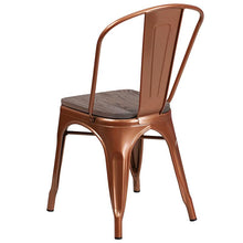 Load image into Gallery viewer, Copper Metal Stackable Chair with Wood Seat
