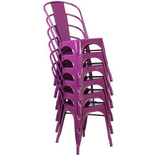 Load image into Gallery viewer, Commercial Grade Purple Metal Indoor-Outdoor Stackable Chair
