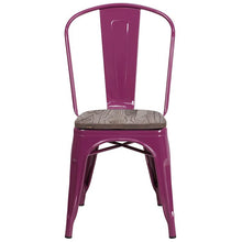 Load image into Gallery viewer, Purple Metal Stackable Chair with Wood Seat
