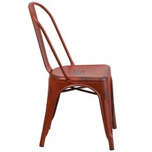 Load image into Gallery viewer, Distressed Kelly Red Metal Indoor-Outdoor Stackable Chair
