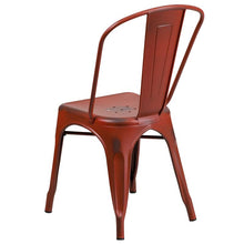 Load image into Gallery viewer, Distressed Kelly Red Metal Indoor-Outdoor Stackable Chair
