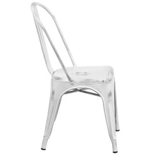 Load image into Gallery viewer, Commercial Grade Distressed White Metal Indoor-Outdoor Stackable Chair
