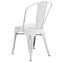 Load image into Gallery viewer, Commercial Grade Distressed White Metal Indoor-Outdoor Stackable Chair
