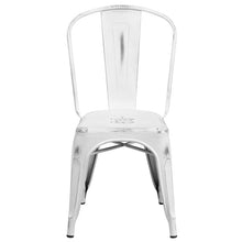 Load image into Gallery viewer, Commercial Grade Distressed White Metal Indoor-Outdoor Stackable Chair
