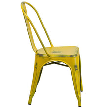 Load image into Gallery viewer, Commercial Grade Distressed Yellow Metal Indoor-Outdoor Stackable Chair
