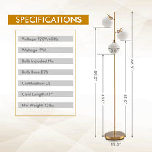 Load image into Gallery viewer, 3-Globe Floor Lamp with Foot Switch and Bulb Bases-Golden

