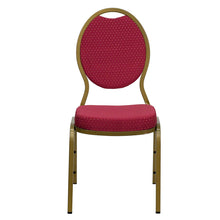Load image into Gallery viewer, Teardrop Back Stacking Banquet Chair in Burgundy Patterned Fabric - Gold Frame
