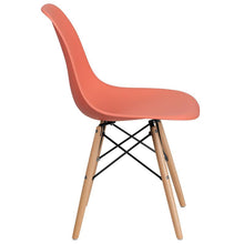 Load image into Gallery viewer, Peach Plastic Chair with Wooden Legs
