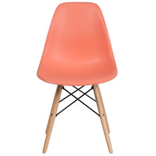 Load image into Gallery viewer, Peach Plastic Chair with Wooden Legs
