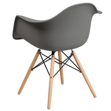 Load image into Gallery viewer, Moss Gray Plastic Chair with Wooden Legs
