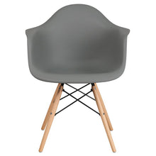 Load image into Gallery viewer, Moss Gray Plastic Chair with Wooden Legs
