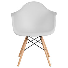Load image into Gallery viewer, White Plastic Chair with Wooden Legs

