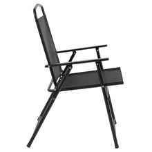 Load image into Gallery viewer, 6 Piece Black Patio Garden Set with Umbrella Table and Set of 4 Folding Chairs
