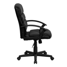 Load image into Gallery viewer, Mid-Back Black LeatherSoft Swivel Task Office Chair with Arms
