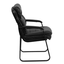 Load image into Gallery viewer, Black Executive Side Reception Chair with Lumbar Support and Sled Base
