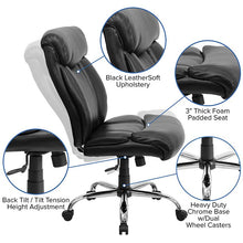 Load image into Gallery viewer, Big &amp; Tall 400 lb. Rated Black Executive Office Chair with Full Headrest
