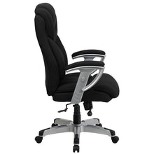 Load image into Gallery viewer, 400 lb. Rated Black Fabric Executive Office Chair with Silver Adjustable Arms
