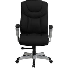 Load image into Gallery viewer, 400 lb. Rated Black Fabric Executive Office Chair with Silver Adjustable Arms
