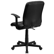 Load image into Gallery viewer, Mid-Back Black Quilted Vinyl Swivel Task Office Chair with Arms
