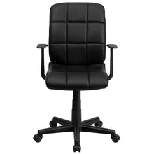 Load image into Gallery viewer, Mid-Back Black Quilted Vinyl Swivel Task Office Chair with Arms
