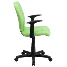 Load image into Gallery viewer, Mid-Back Green Quilted Vinyl Swivel Task Office Chair with Arms
