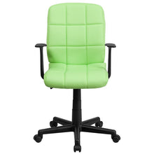 Load image into Gallery viewer, Mid-Back Green Quilted Vinyl Swivel Task Office Chair with Arms
