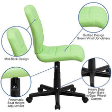Load image into Gallery viewer, Mid-Back Green Quilted Vinyl Swivel Task Office Chair
