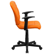 Load image into Gallery viewer, Mid-Back Orange Quilted Vinyl Swivel Task Office Chair with Arms
