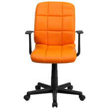 Load image into Gallery viewer, Mid-Back Orange Quilted Vinyl Swivel Task Office Chair with Arms
