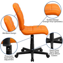 Load image into Gallery viewer, Mid-Back Orange Quilted Vinyl Swivel Task Office Chair
