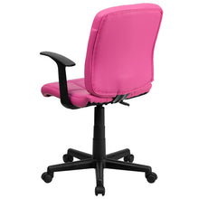 Load image into Gallery viewer, Mid-Back Pink Quilted Vinyl Swivel Task Office Chair with Arms
