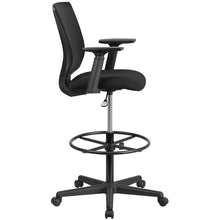 Load image into Gallery viewer, Mid-Back Mesh Drafting Chair with Black Fabric Seat, Adjustable Foot Ring
