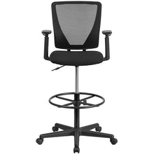 Load image into Gallery viewer, Mid-Back Mesh Drafting Chair with Black Fabric Seat, Adjustable Foot Ring
