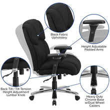 Load image into Gallery viewer, 400 lb. Rated Black Fabric Executive Office Chair with Lumbar Knob
