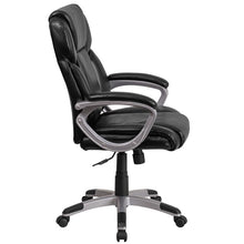 Load image into Gallery viewer, Mid-Back Black LeatherSoft Executive Swivel Office Chair with Padded Arms

