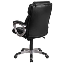 Load image into Gallery viewer, Mid-Back Black LeatherSoft Executive Swivel Office Chair with Padded Arms
