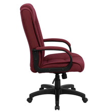 Load image into Gallery viewer, High Back Burgundy Fabric Executive Swivel Office Chair with Arms
