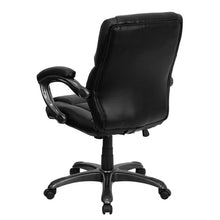 Load image into Gallery viewer, Mid-Back Black Overstuffed Swivel Task Ergonomic Office Chair with Arms
