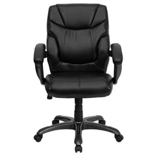 Load image into Gallery viewer, Mid-Back Black Overstuffed Swivel Task Ergonomic Office Chair with Arms
