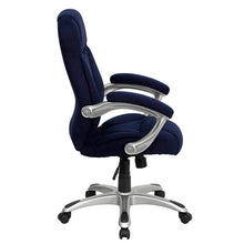 Load image into Gallery viewer, High Back Navy Blue Microfiber Executive Swivel Office Chair with Arms
