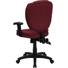 Load image into Gallery viewer, Mid-Back Burgundy Fabric Multifunction Swivel Task Office Chair and Arms
