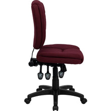 Load image into Gallery viewer, Mid-Back Burgundy Fabric Multifunction Swivel Task Office Chair
