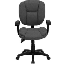 Load image into Gallery viewer, Mid-Back Gray Fabric Multifunction Swivel Task Office Chair and Arms
