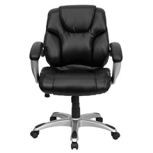 Load image into Gallery viewer, Mid-Back Black Layered Upholstered Executive Swivel Office Chair
