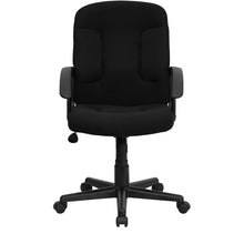 Load image into Gallery viewer, Mid-Back Black Fabric Executive Swivel Office Chair with Nylon Arms
