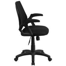 Load image into Gallery viewer, Mid-Back Designer Black Mesh Swivel Task Office Chair with Open Arms
