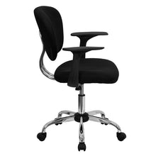 Load image into Gallery viewer, Mid-Back Black Mesh Padded Swivel Task Office Chair with Chrome Base and Arms
