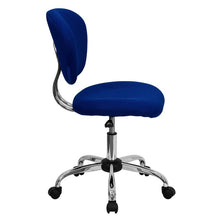 Load image into Gallery viewer, Mid-Back Blue Mesh Padded Swivel Task Office Chair with Chrome Base
